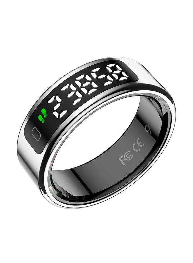 Smart Ring with LED Display Screen, Fitness Tracker, Activity Trackers for Man&Women -Sleep&Exercise Monitor,Waterproof Sleep Tracking Wearable (Silver, 8) - Image 1