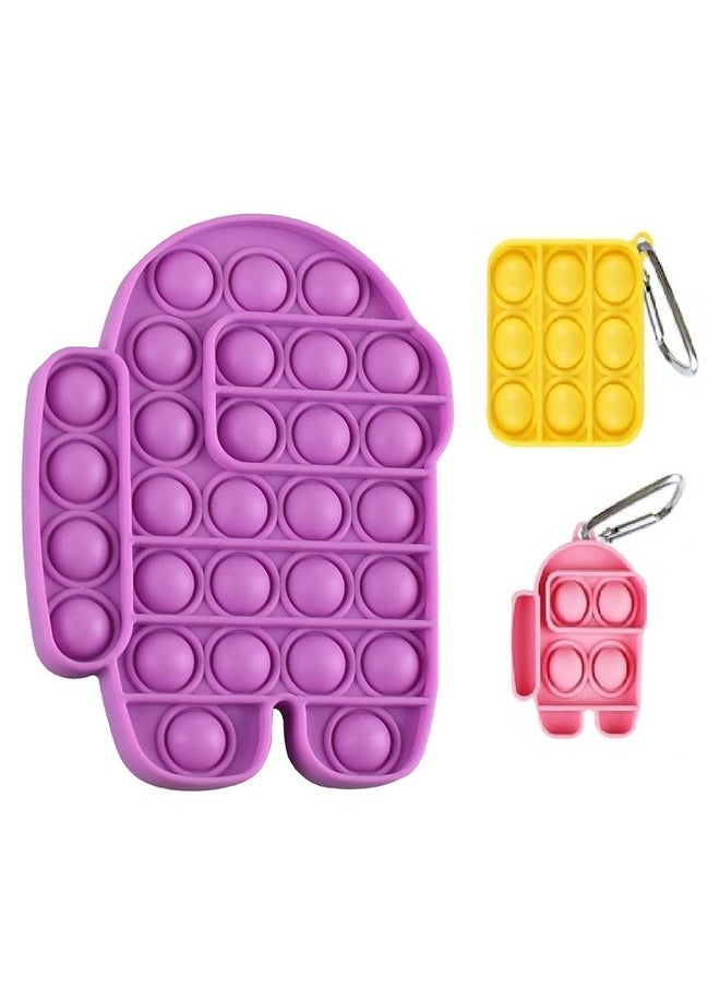FunBlast FunBlast Pop it Toy for Kids, Pack of 3 Unit - Robot with 2 Keychain Pop it Fidget Toy for Kids, Real Silicone Pop it Games for Kids (Multicolor) (FB-3)  - Image 1