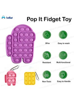 FunBlast FunBlast Pop it Toy for Kids, Pack of 3 Unit - Robot with 2 Keychain Pop it Fidget Toy for Kids, Real Silicone Pop it Games for Kids (Multicolor) (FB-3)  - Image 4