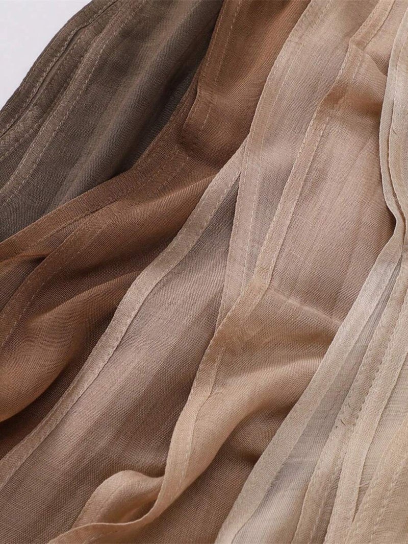 Shein Women's Solid Color Wide-Brim Modal Scarf - Breathable Hijab & Versatile Shawl Headband, Camel - Image 1