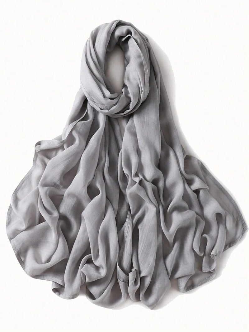 Shein Women's Solid Color Wide-Brim Modal Scarf - Breathable Hijab & Versatile Shawl Headband, Camel - Image 3