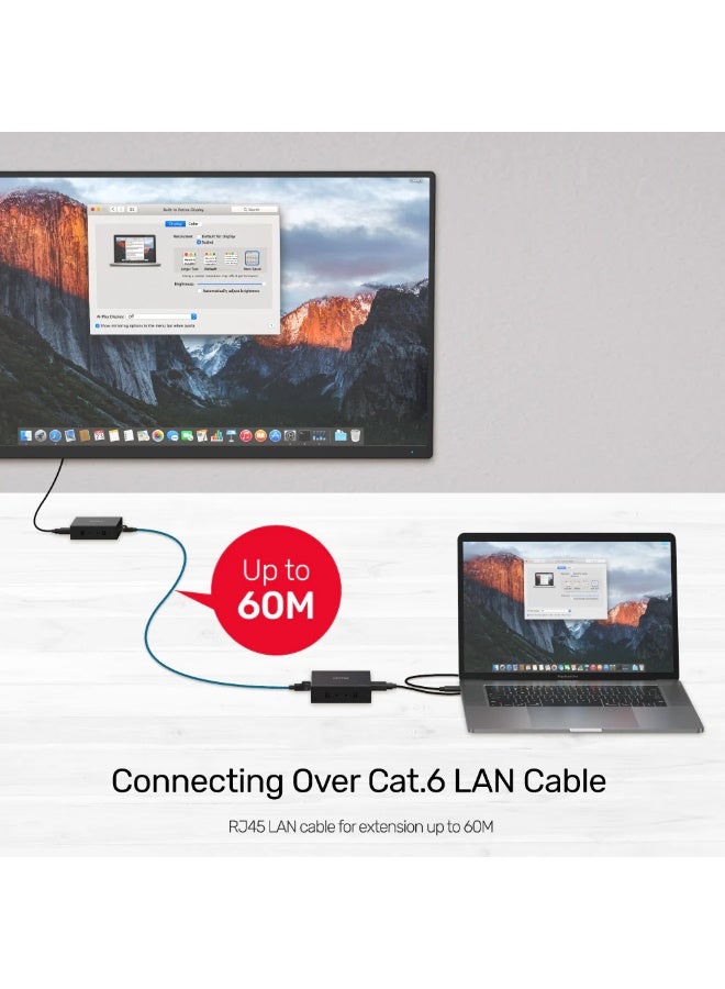 UNITEK موسع HDMI عبر الإيثرنت – 4K@30Hz حتى 60م عبر كابل Cat6، توصيل وتشغيل، للتلفاز، الشاشة والبروجيكتور، مؤشر LED، قابس بريطاني - Image 4