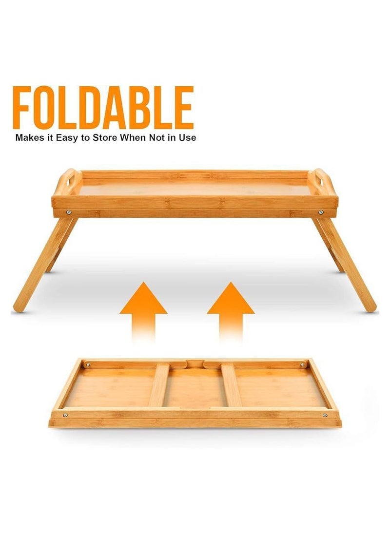PACIFIC - Large Bamboo Wood Breakfast Tray, Water-Resistant, 35×30cm with Foldable Legs - Image 1
