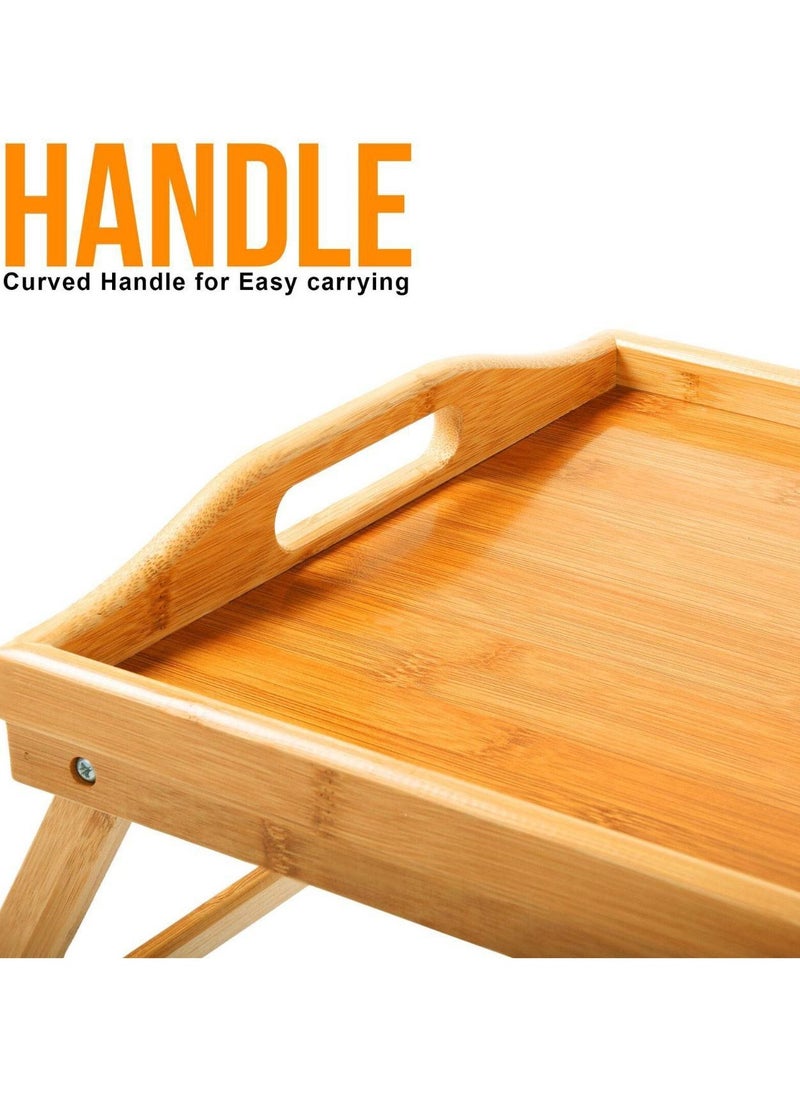 PACIFIC - Large Bamboo Wood Breakfast Tray, Water-Resistant, 35×30cm with Foldable Legs - Image 1