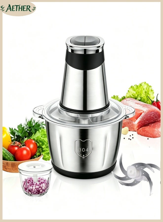 AETHER Multi-Purpose Electric Meat And Vegetable Grinder, 800W Power, Large 5L Stainless Steel Bowl, Two-Speed Control, Six Sharp Blades, Secure Lock Safety Design – Perfect For Mincing Meat, Chopping Vegetables, Fruits, Nuts, And Preparing Sauces - Image 1