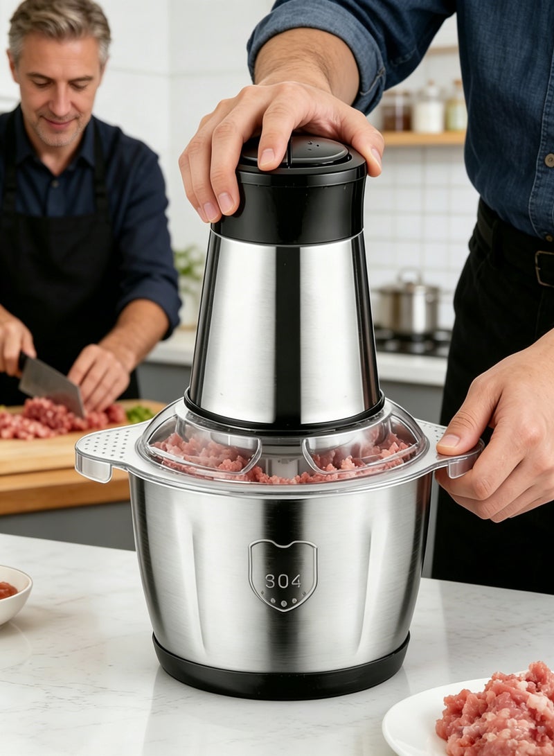 AETHER Multi-Purpose Electric Meat And Vegetable Grinder, 800W Power, Large 5L Stainless Steel Bowl, Two-Speed Control, Six Sharp Blades, Secure Lock Safety Design – Perfect For Mincing Meat, Chopping Vegetables, Fruits, Nuts, And Preparing Sauces - Image 3