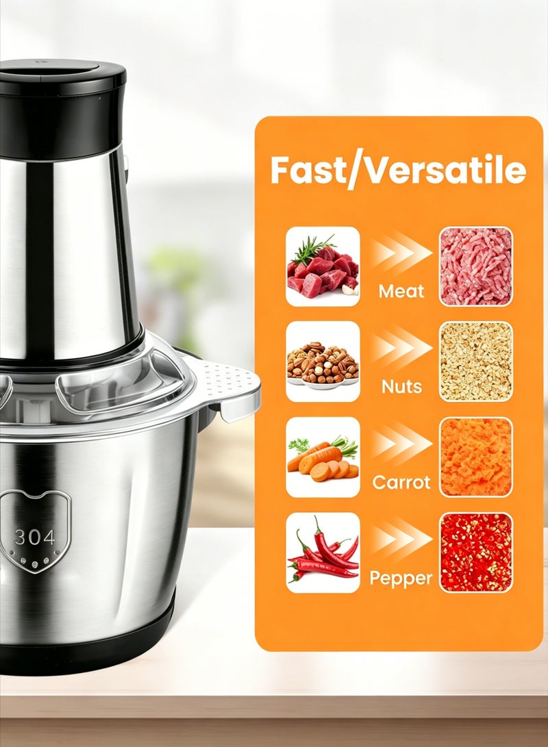 AETHER Multi-Purpose Electric Meat And Vegetable Grinder, 800W Power, Large 5L Stainless Steel Bowl, Two-Speed Control, Six Sharp Blades, Secure Lock Safety Design – Perfect For Mincing Meat, Chopping Vegetables, Fruits, Nuts, And Preparing Sauces - Image 5