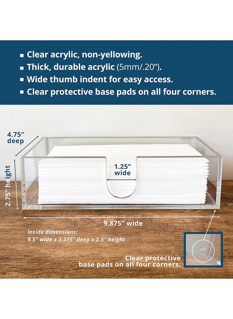 Generic - Guest Hand Towel Holder (5mm Acrylic) Multifold Paper Towel Dispenser (9.87”W x 4.75”D x 2.75”H) Hand Towel Napkin Holder for Bathroom and Kitchen Countertop - Bathroom Napkin Holder - Image 1