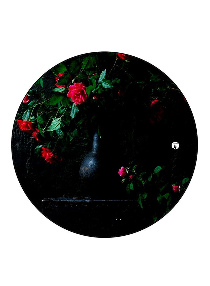 Flowers Printed Mouse Pad  Round  Multicolour