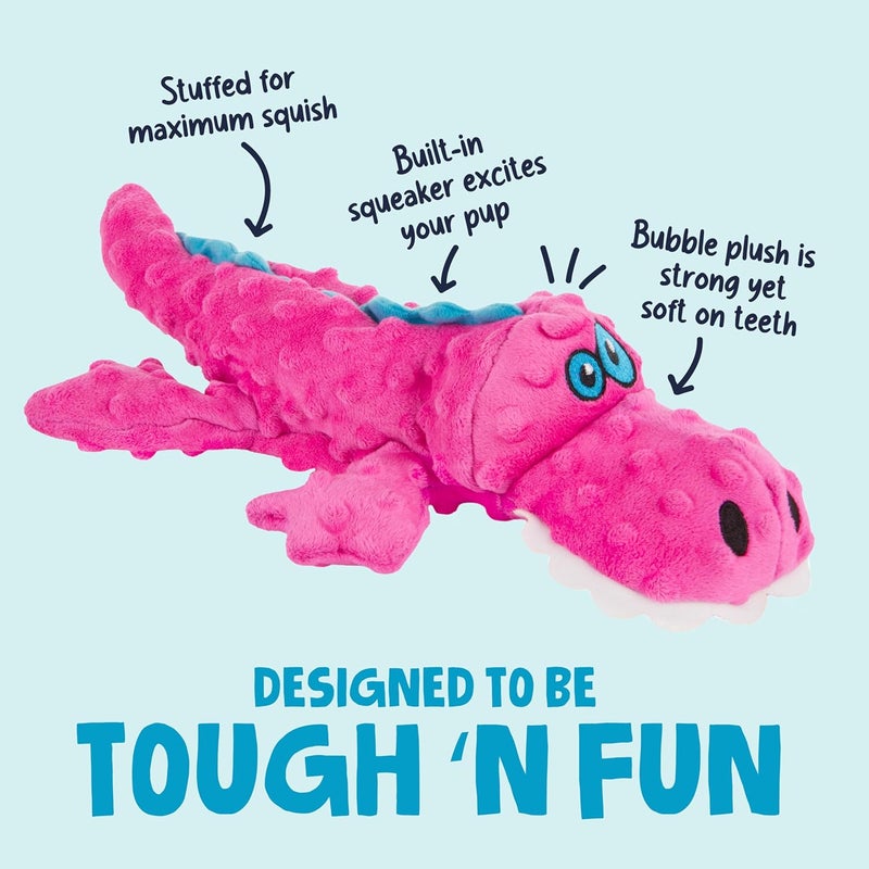 Gators With Chew Guard Technology Tough Plush Dog Toy, Pink, Large - Image 2