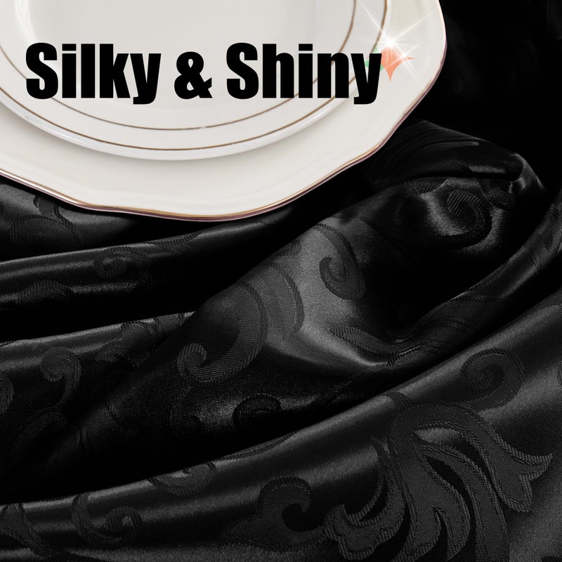 RUDONG M 2 Pack Black Satin Table Runners 12 x 108 Inch, Long Silky Damask Table Runner Decor, Bright Smooth Jacquard Dining Table Runners for Weddings, Banquet, Parties Dinner Decoration - Image 5