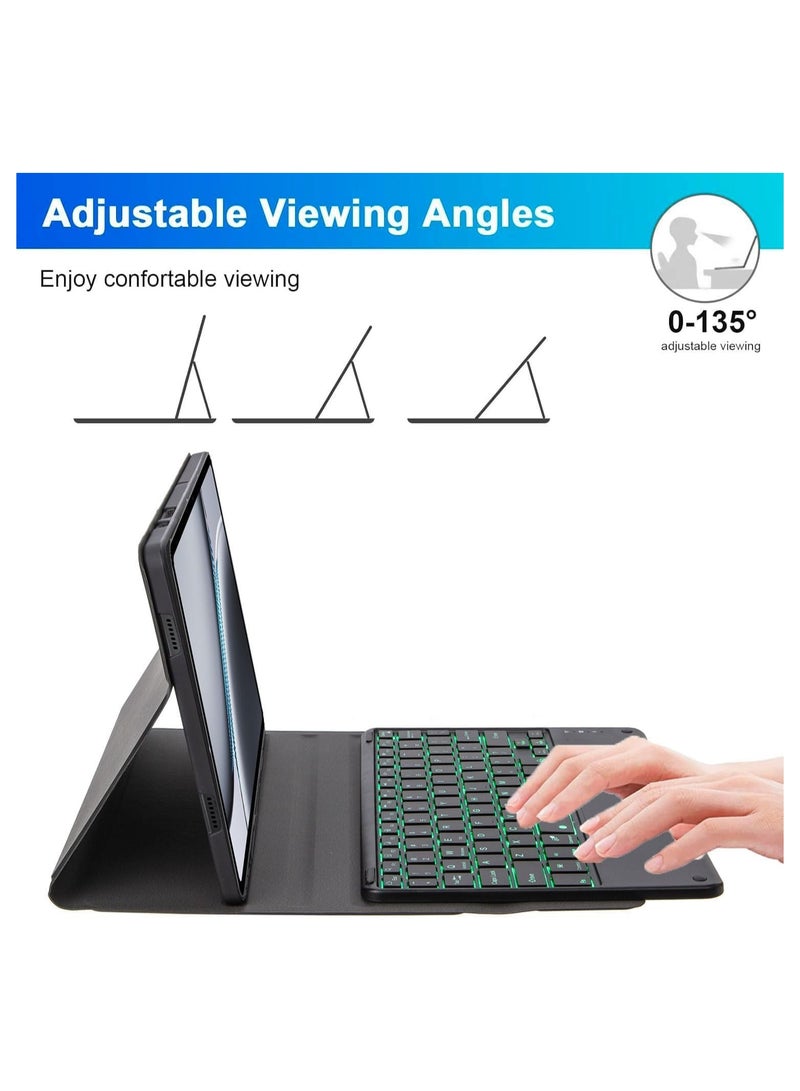 Arabic and English Keyboard Case Compatible OnePlus Pad 2 12.1-inch 2024, Leather Tablet Case with Wireless Detachable Bluetooth Backlit Touchpad Keyboard - Image 4