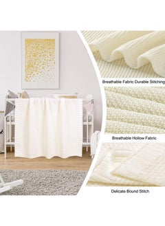 Arabest Baby Blanket Knitted, 100% Cotton Knitted Cellular Toddler Blankets, Baby Nursery and Stroller Blanket for Newborn Boys and Girls (80x100cm, Off white)  - Image 4