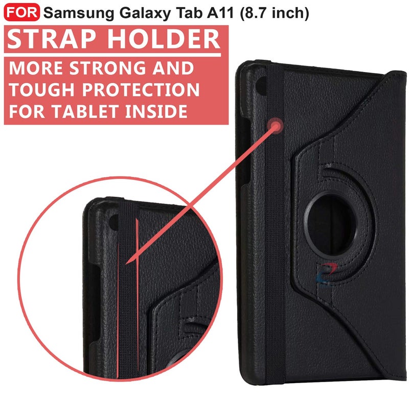 CEDO Samsung Tab A11 (8.7 inch) Flip Cover | Leather Finish | 360 Degree Rotate Backcover | Shockproof Back Cover Case for Samsung Galaxy Tab A11 (8.7 inch) (Black) - Image 3