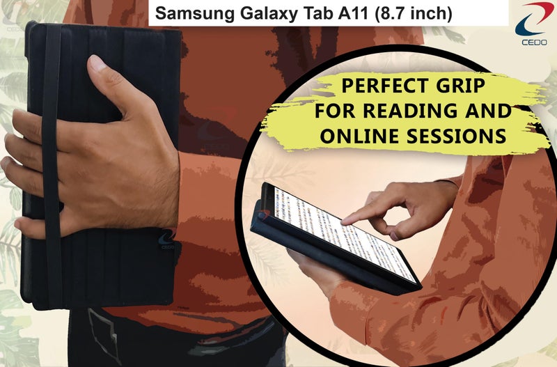 CEDO Samsung Tab A11 (8.7 inch) Flip Cover | Leather Finish | 360 Degree Rotate Backcover | Shockproof Back Cover Case for Samsung Galaxy Tab A11 (8.7 inch) (Black) - Image 4