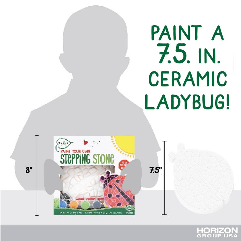 Creative Roots Mosaic Ladybug Stone, Includes 7-Inch Ceramic Stepping Stone & 6 Vibrant Paints, DIY Garden Stepping Stone Kit for Kids Ages 6+ - Image 5