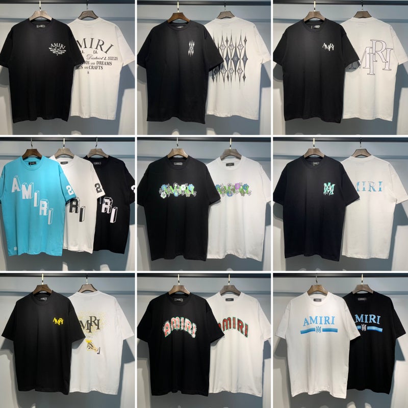 Real S 2024 Digital High-Definition Printing Amiri Letter Pattern Youth Cotton Short Sleeve T-Shirt - Image 2