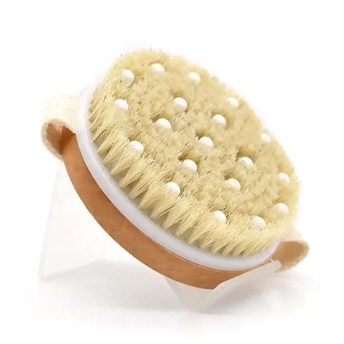 ATOOZED Body Brush Wooden Bathing Brush for Women Men Round Wooden Bath Brush With Massager Body Scrubber Dry Brush - Image 4
