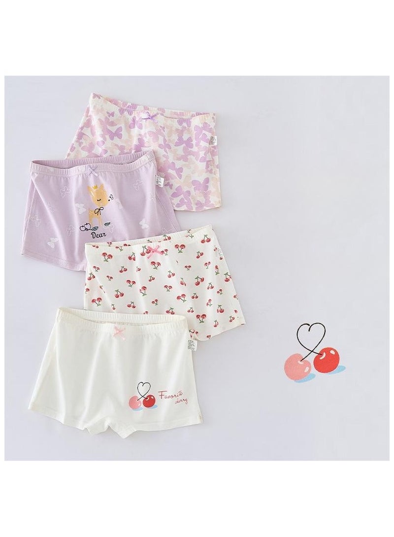 Fashionable Little Girl Cute Style Printed Four Boxer Briefs Suitable For Ages 3-10 - Image 1