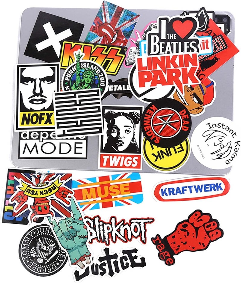 PQLQ Pack of 100 Rock Band Punk Stickers, Classic Rock Sticker Pack for Adults Cool Metal Punk Music Stickers for Guitar Laptop Skateboard (ROCK1) Bulk storage easy optimized build - Image 4