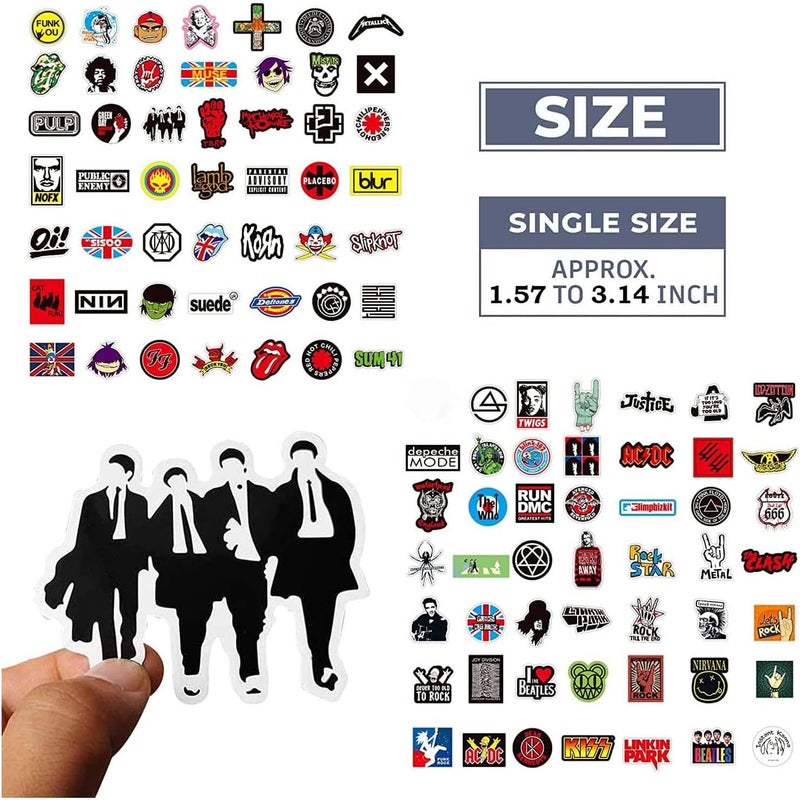 PQLQ Pack of 100 Rock Band Punk Stickers, Classic Rock Sticker Pack for Adults Cool Metal Punk Music Stickers for Guitar Laptop Skateboard (ROCK1) Bulk storage easy optimized build - Image 3