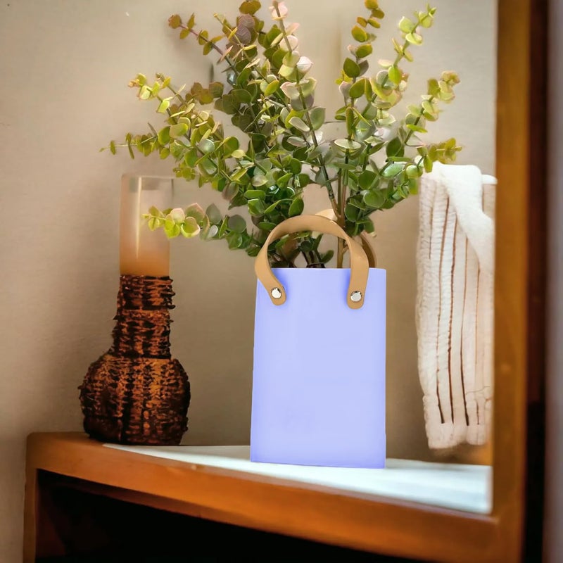 Cortina Cortina Ceramic Flower Vase for Home Decor Flower Vase for Dining Table Pink Hand Bag Shaped Decorative Ceramic Vase Aesthetic Flower Vase for Office 12x18 CM Green 1 Pc  - Image 3