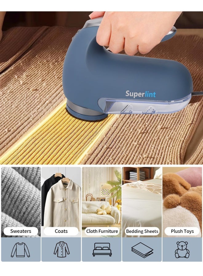 SUPER LINT SUPER LINT Electric Sweater Shaver Fuzz Pill Bobble Remover for Fabric Fleece Curtains Clothes Marine Blue  Silver - Image 3