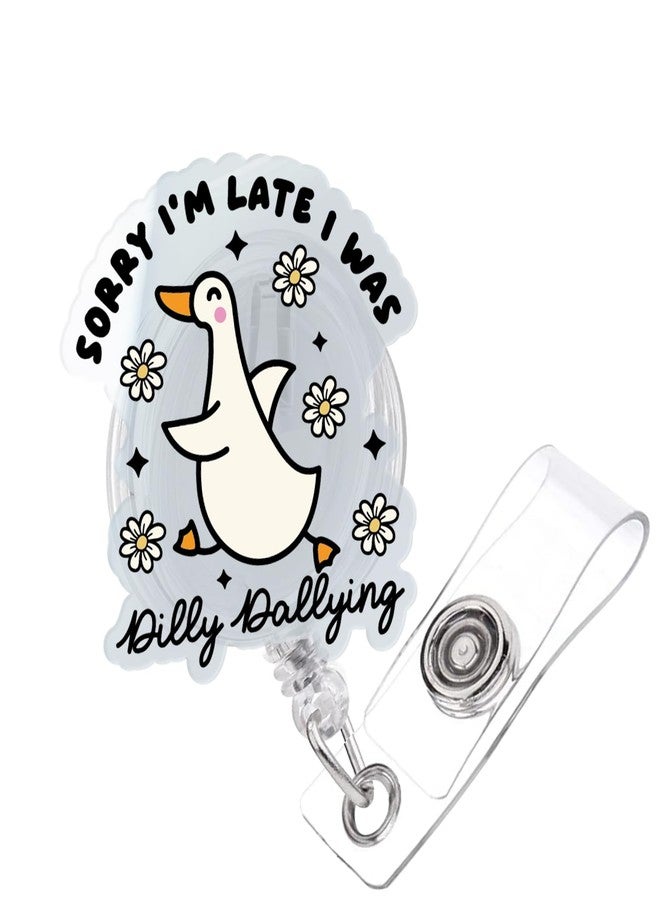 963RW Funny Silly Goose Badge Reel Retractable ID Holder with Alligator Clip for Nurse Nursing Medical Worker & Teacher, Cute Acrylic Badge Accessories for RN CNA LPN Doctor - Image 1