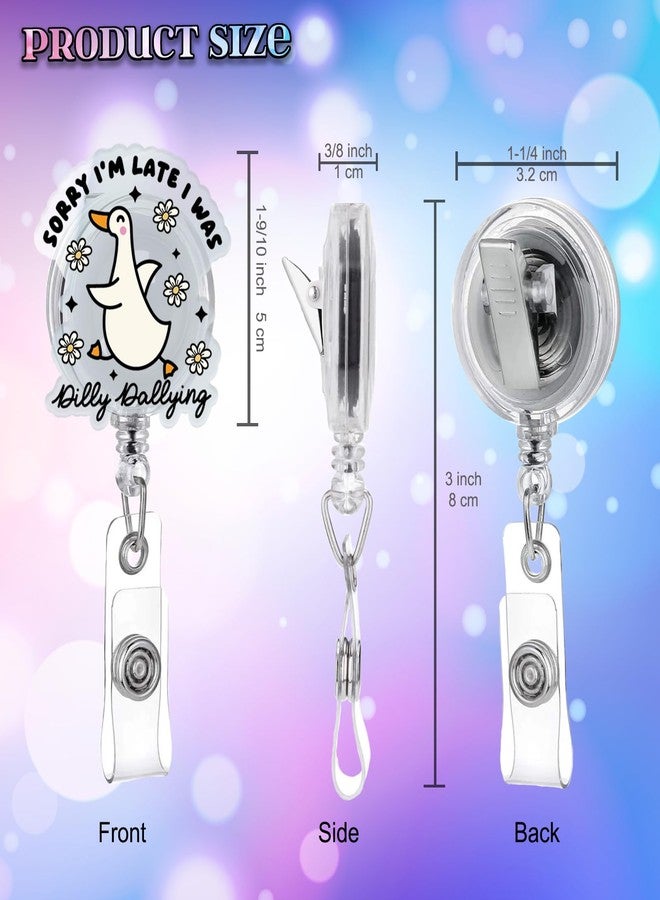 963RW Funny Silly Goose Badge Reel Retractable ID Holder with Alligator Clip for Nurse Nursing Medical Worker & Teacher, Cute Acrylic Badge Accessories for RN CNA LPN Doctor - Image 2