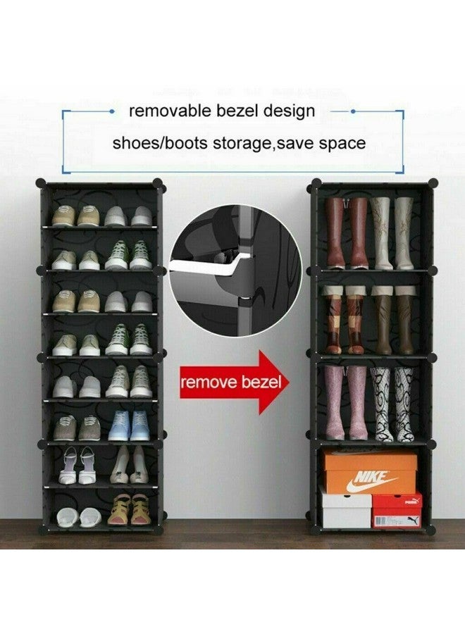 Zemic DIY Shoe Storage Cabinet, Plastic Shoe Rack Organiser to 30 Pair Shoes, Foldable Shoe Storage with Shelves and Door for All Kinds of Shoes, Books, Toys and Clothing (12-Shelf, White) - Image 3
