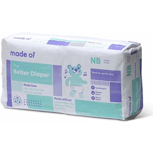 MADE OF The Better Baby Diapers - Hypoallergenic Diapers for Sensitive Skin, Unscented, 10 Hour Absorbency - Pediatrician and Dermatologist Tested - Size 0 (36 Count) - Image 2