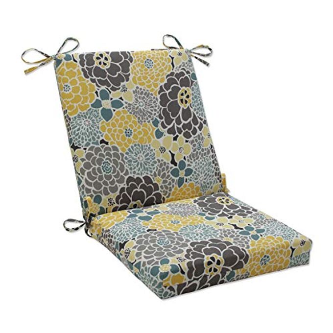 BRIGHT FLORAL INDOOROUTDOOR SOLID BACK 1 PIECE SQUARE CORNER CHAIR CUSHION WITH TIES DEEP SEAT WEATHER AND FADE RESISTANT 365 X 18 BLUETAN LOIS 1 COUNT