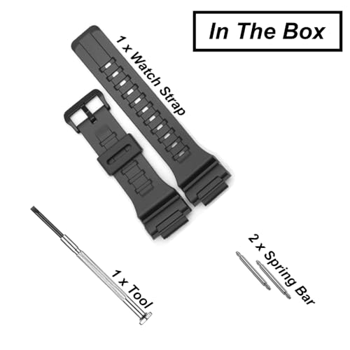 DBLACK ''CDS17'' 18mm Resin Watch Strap (Black) // Compatible With ''CASIO'' W-735H, W-736H, AQ-S810W, AEQ-110W & AEQ-110BW Model Watches Only (Matte Black) - Image 5
