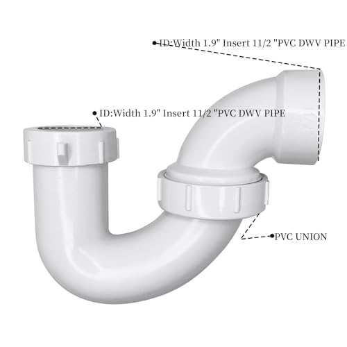 DONWAER 112 Inches PVC DWV PTrap Drain Pipe with Union for bathroom sink White - Image 3
