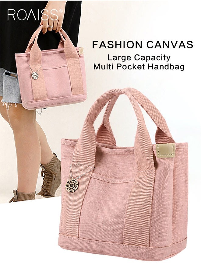 roaiss Women's Canvas Mother Baby Bag Durable Large Capacity Shoulder Bag Multi Layered Partition Leisure Handbag  - Image 1