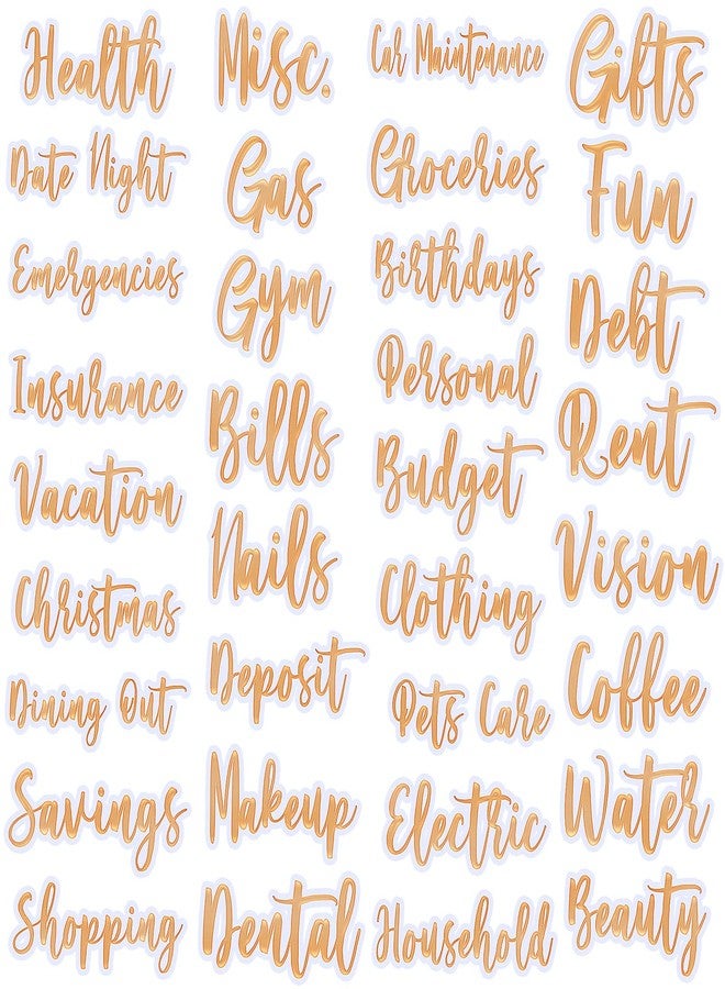 Chinco 34 Pieces Cash Envelope Labels Stickers Budget Planners Decals Budget Stickers Envelopes Labels Holographic Vinyl Label Decals Finance Planners Money Sticker for A6 Binder Pocket (Gold) - Image 2
