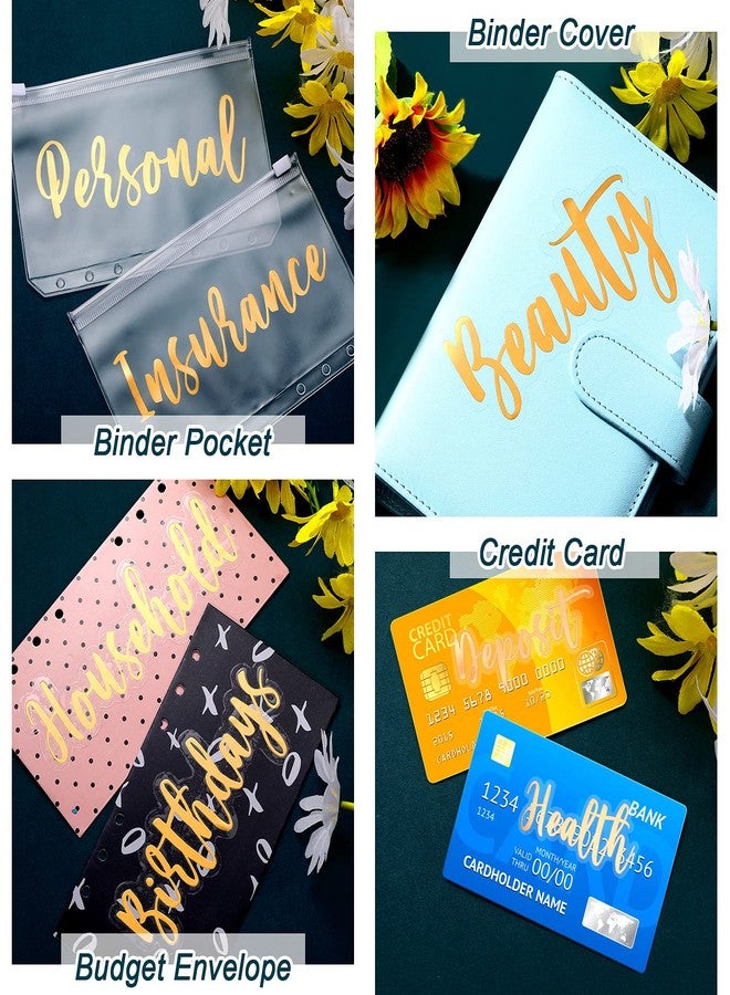 Chinco 34 Pieces Cash Envelope Labels Stickers Budget Planners Decals Budget Stickers Envelopes Labels Holographic Vinyl Label Decals Finance Planners Money Sticker for A6 Binder Pocket (Gold) - Image 5