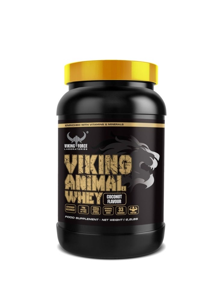 VIKING FORCE LABORATORIES Viking Animal Whey - Coconut Flavour Whey Protein for efficient recovery, 2.2 lbs, 33 servings - Image 1