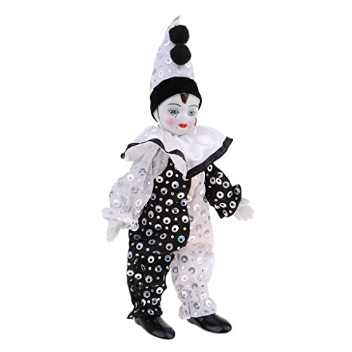 DYNWAVE 9inch Clown Doll - can Sitting & Standing, Hand Painted Harlequin Doll Display Decoration,Valentin Gift - Image 1