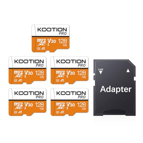 KOOTION 5 Pack Micro SD Cards 128GB U3 microSDXC Flash Memory Card for 4K Video Recording A1 V30 Full HD C10 TF Card with Adapter - Image 1