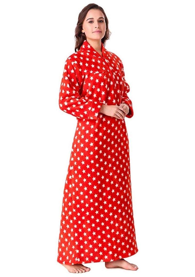CIERGE Women's Wool Starred Maxi Nighty (Red nighty woolen, red, Free Size) - Image 3