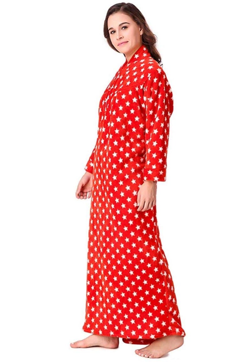 CIERGE Women's Wool Starred Maxi Nighty (Red nighty woolen, red, Free Size) - Image 4