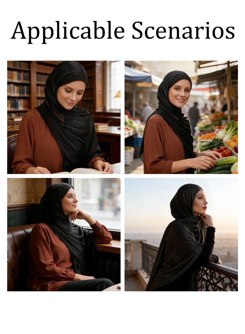 ISI Muslim Headscarf For Women Islamic Arabic Scarf Shiny Glitter Scarves Abaya Shawl Soft Full Neck Coverage - Image 4