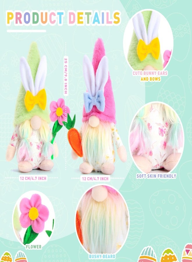 BWFY 2pcs Easter Gnomes Spring Decorations Handmade Plush Easter Gnomes for Spring Tiered Tray Mantel Decoration for Home Party Decorations and Gifts - Image 3