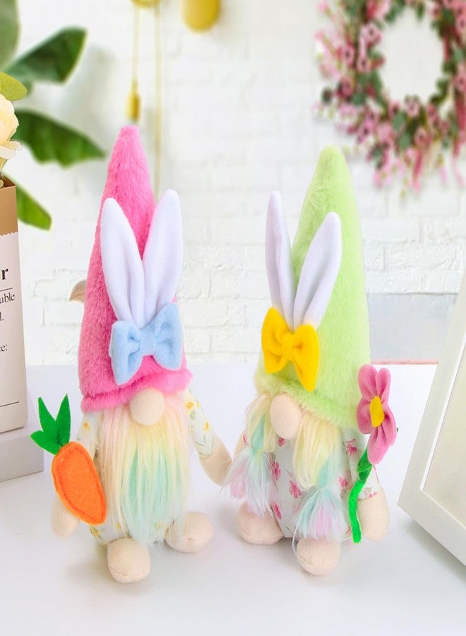 BWFY 2pcs Easter Gnomes Spring Decorations Handmade Plush Easter Gnomes for Spring Tiered Tray Mantel Decoration for Home Party Decorations and Gifts - Image 2