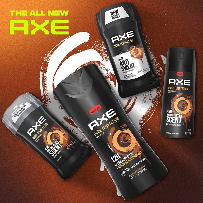 Axe ستيك مضاد للتعرق للرجال من AXE لنضارة تدوم طويلاً - رائحة الإغراء الداكنة - عطر يدوم طوال اليوم - مضاد للتعرق لمدة 48 ساعة - مزيل عرق للرجال 2.7 أونصة - 4 قطع - Image 5