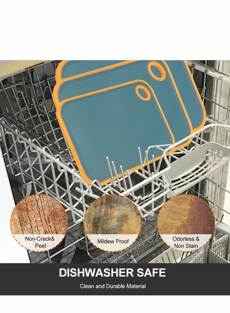 SYOSI Cutting Board for Kitchen(Set of 3), Wheat straw PP material Chopping Boards-BPA Free Mats, Dishwasher Safe, Juice Grooves Non-Slip Design - Image 5