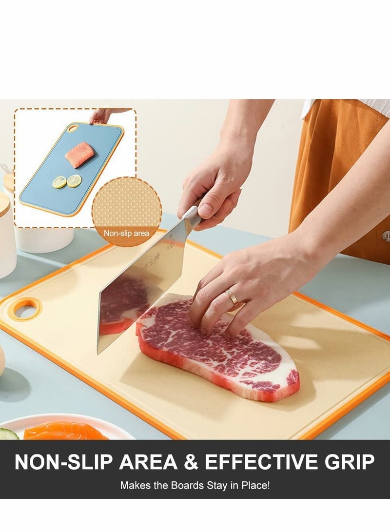 SYOSI Cutting Board for Kitchen(Set of 3), Wheat straw PP material Chopping Boards-BPA Free Mats, Dishwasher Safe, Juice Grooves Non-Slip Design - Image 4