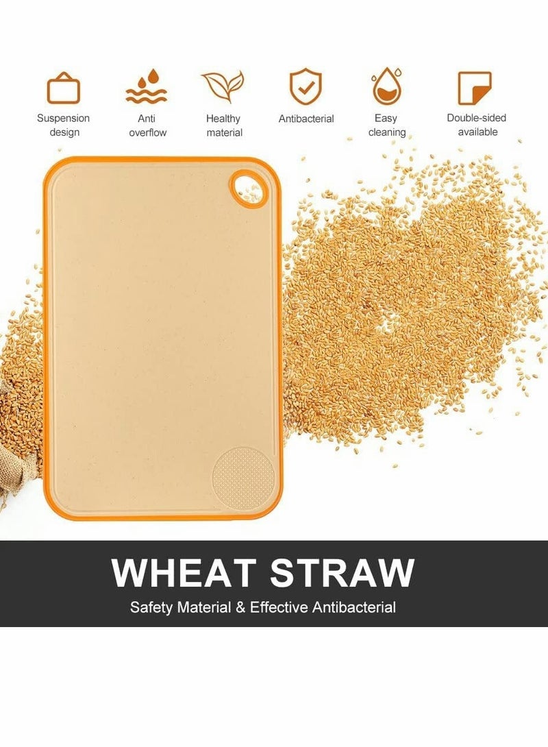 SYOSI Cutting Board for Kitchen(Set of 3), Wheat straw PP material Chopping Boards-BPA Free Mats, Dishwasher Safe, Juice Grooves Non-Slip Design - Image 2