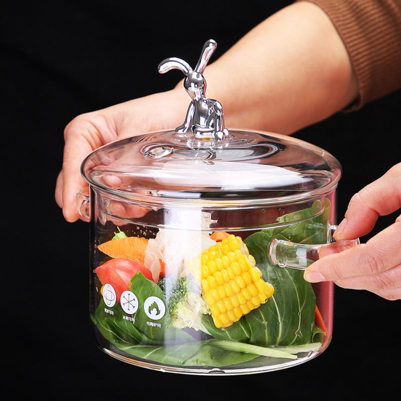 Kitchen Glass Stew Pot Braised Kitchen Cookware Stove Cooking Pot with Lid for Home - Image 5